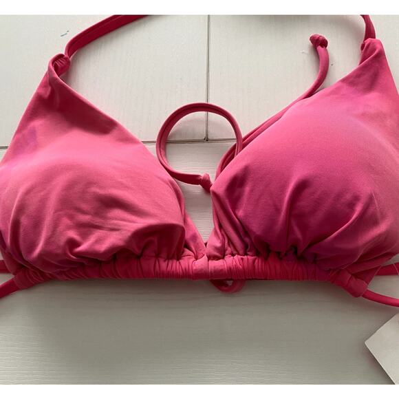 NWT Becca String Bikini Top in Pink Size Medium Possible Defects Discoloration - Picture 2 of 8
